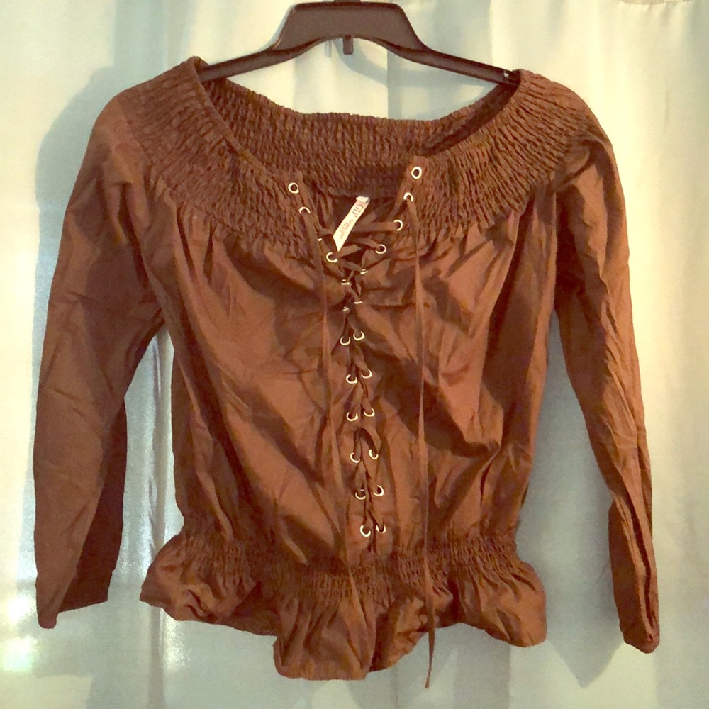 Long Sleeve, Lace up, Off the Shoulder 100% cotton